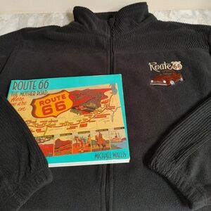 Route 66 Men's XL Black Fleece & Route 66 The Mother Road book by Michael Wallis